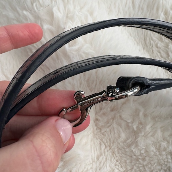 Saint Laurent Midnight Croc Embossed Tote - Picture 4 of 11